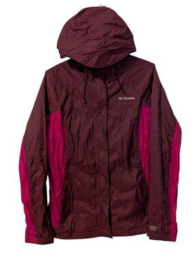 Columbia Womens Arcadia II Omni-Tech Waterproof Rain Jacket Colorblock Burgundy